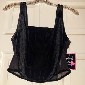 Mixed Threads Blk Velvet Crop Top